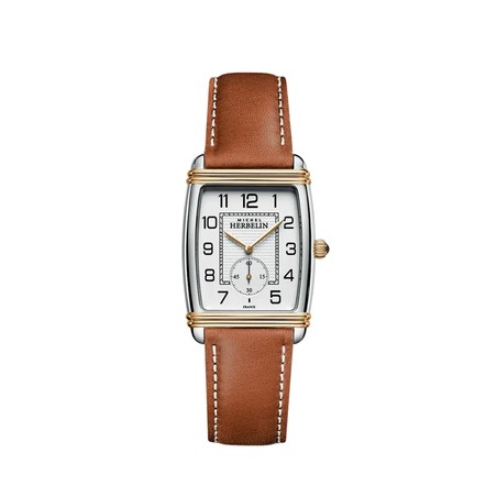 Montre Michel Herbelin - Art Déco - Petite Seconde - Bicolore & Cuir Camel