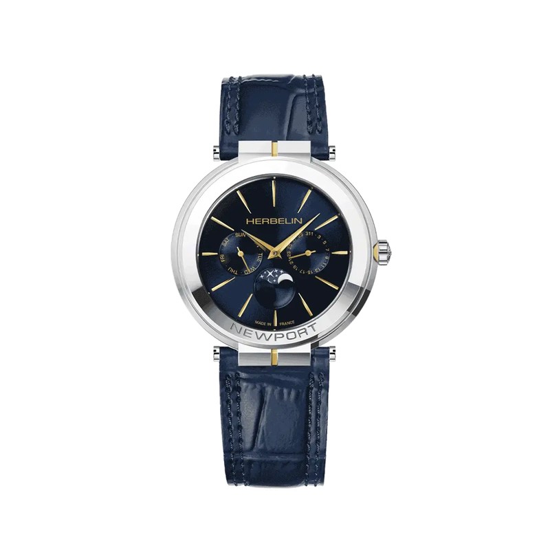 Montre Michel Herbelin - Newport - Slim Phase de Lune - Bicolore & Cuir