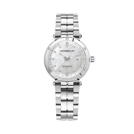 Montre Michel Herbelin - Newport - Quartz Date - Acier, Nacre & Diamants