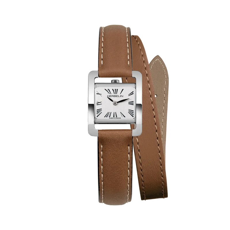 Montre Michel Herbelin - Ve AVENUE - Bracelet Double - Acier & Cuir Brun
