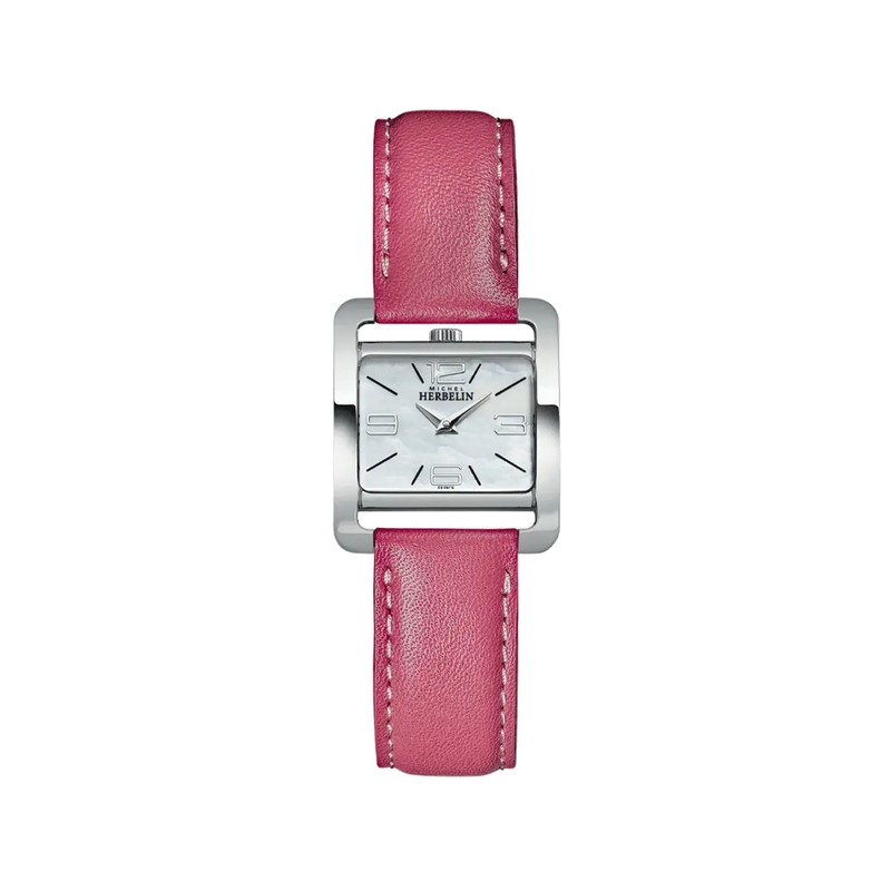 Montre Michel Herbelin - Ve AVENUE - Quartz - Nacre Blanche & Cuir Rose