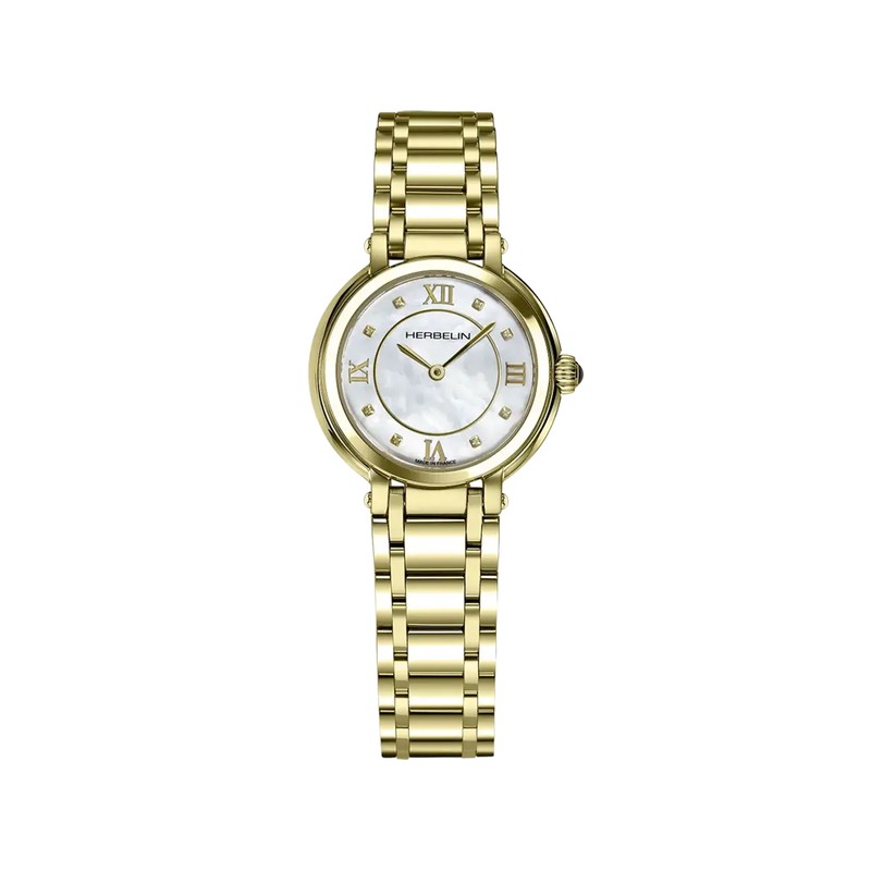 Montre Michel Herbelin - Galet - Quartz - Nacre & PVD Or Jaune