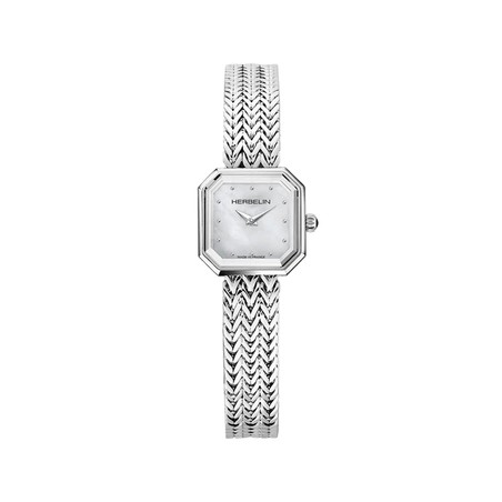 Montre Michel Herbelin - Octogône - Quartz Carré - Acier & Nacre Blanche