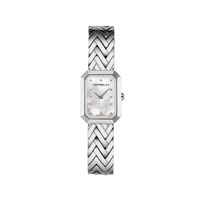 Montre Michel Herbelin - Octogône - Chevrons - Acier & Nacre