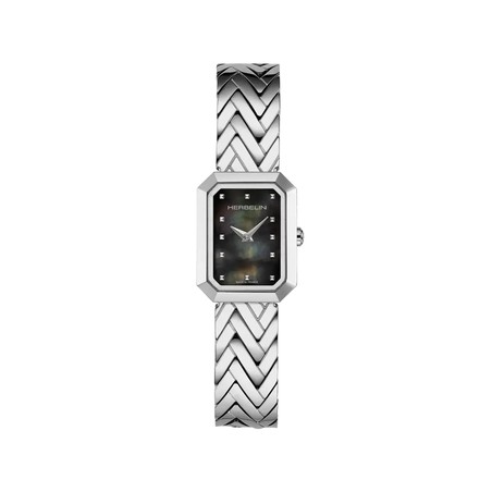 Montre Michel Herbelin - Octogône - Chevrons - Acier & Nacre Noire
