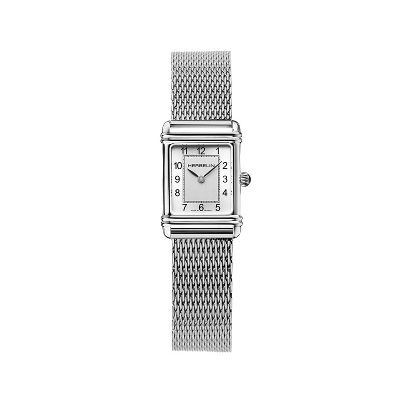 Montre Michel Herbelin - Art Déco - Quartz - Acier & Maille Milanaise