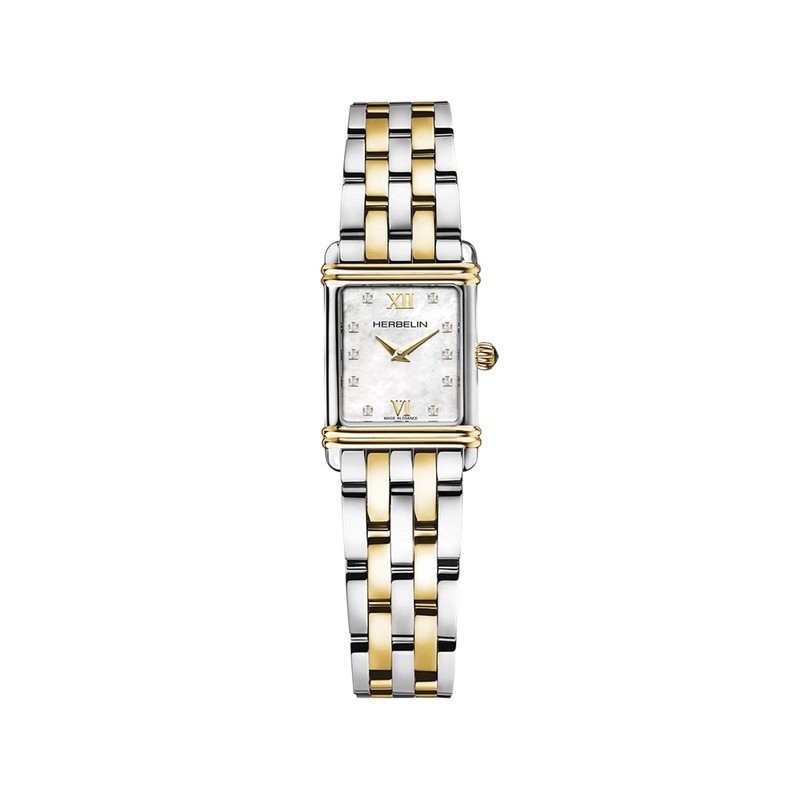 Montre Michel Herbelin - Art Déco - Quartz - Bicolore & Zirconium