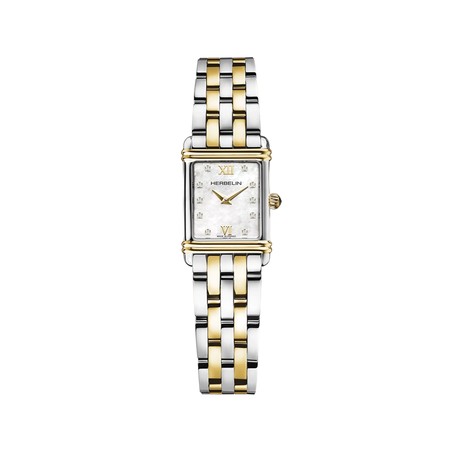 Montre Michel Herbelin - Art Déco - Quartz - Bicolore & Zirconium
