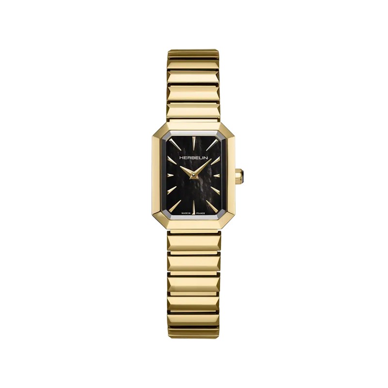 Montre Michel Herbelin - Octogône - Quartz - Nacre Noire & PVD Or Jaune