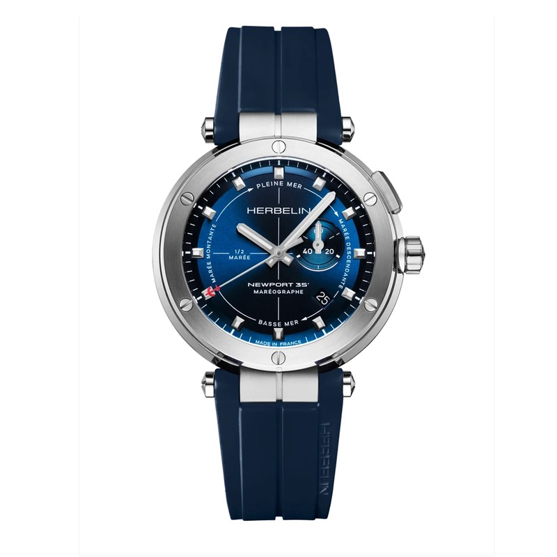 Montre Michel Herbelin - Newport - Maréographe - Acier & Bleu