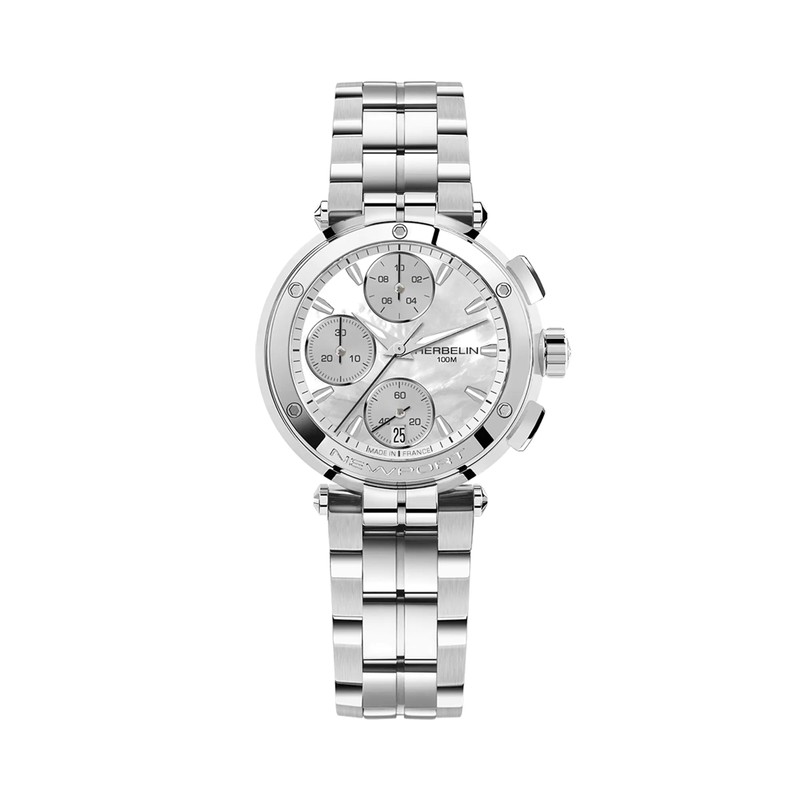 Montre Michel Herbelin - Newport - Chronographe Lady - Acier & Nacre