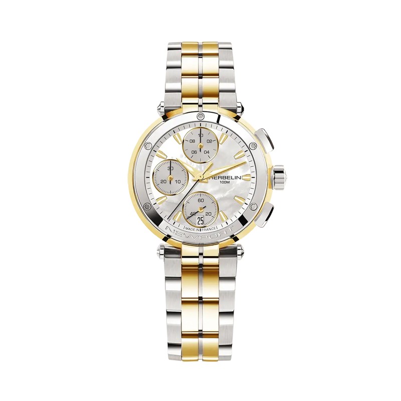 Montre Michel Herbelin - Newport - Chronographe Lady - Bicolore