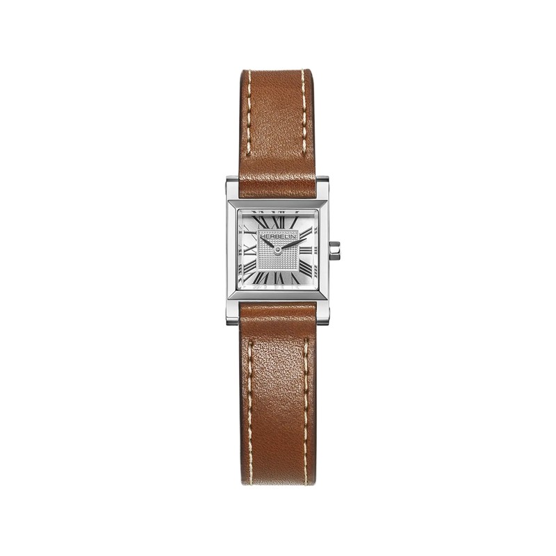 Montre Michel Herbelin - Antarès - Quartz Carré - Acier & Cuir Camel
