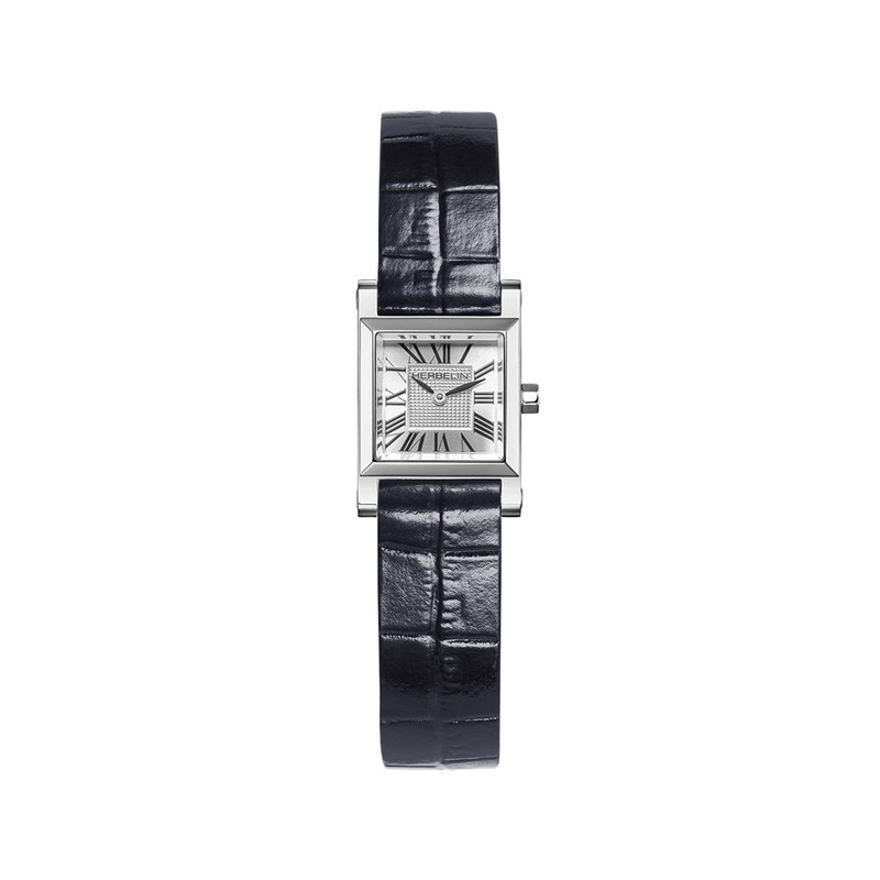 Montre Michel Herbelin - Antarès - Quartz Carré - Acier & Cuir Bleu