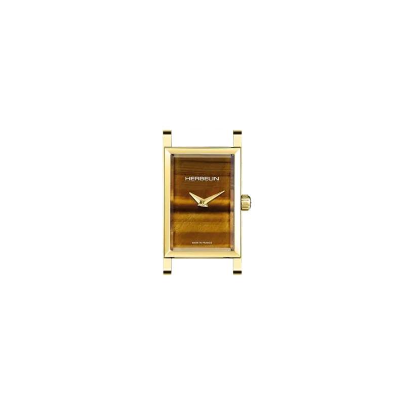 Montre Michel Herbelin - Antarès - Rectangle - Doré & Œil de Tigre
