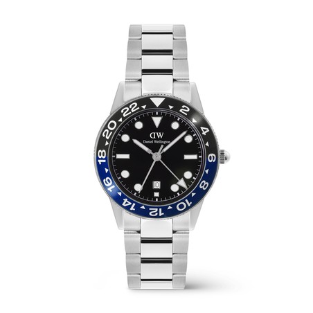 Montre Daniel Wellington - Iconic GMT Link Noir Bleu Ceramic Bezel Argent