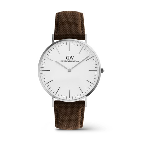 Montre Daniel Wellington - Classic Brown Canvas Argent