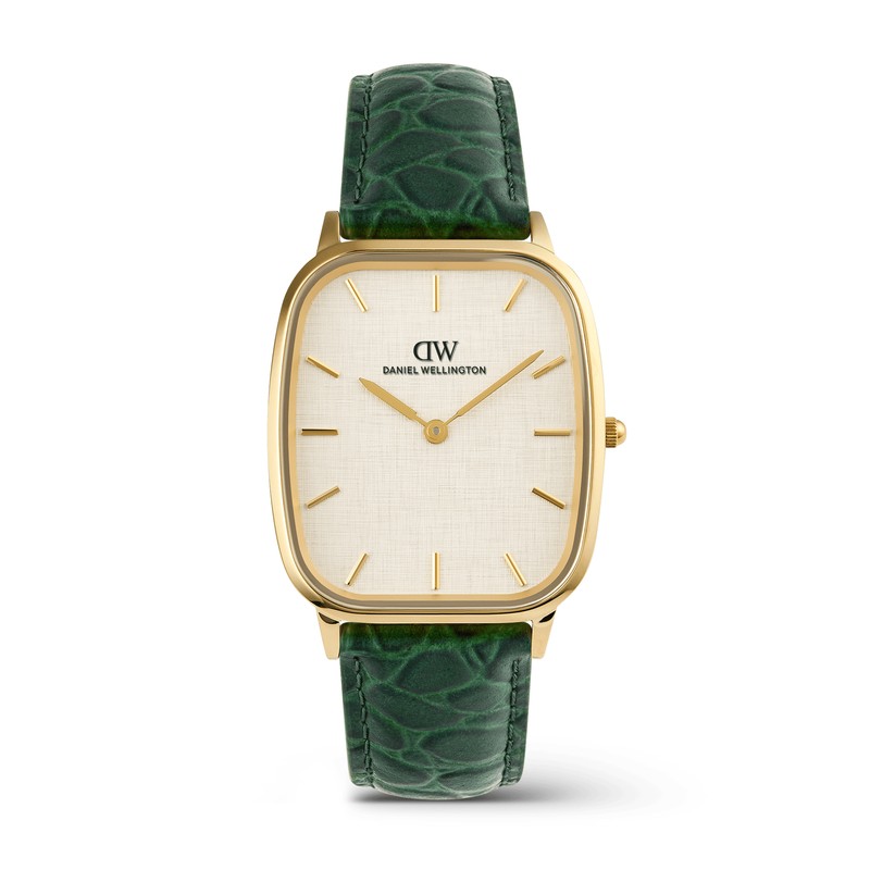 Daniel Wellington Watch - Marlon Green Croc Belly Linen Gold