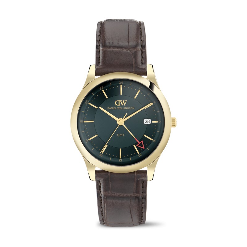 Daniel Wellington Watch - Pathfinder GMT Brown-Croc Gold Green