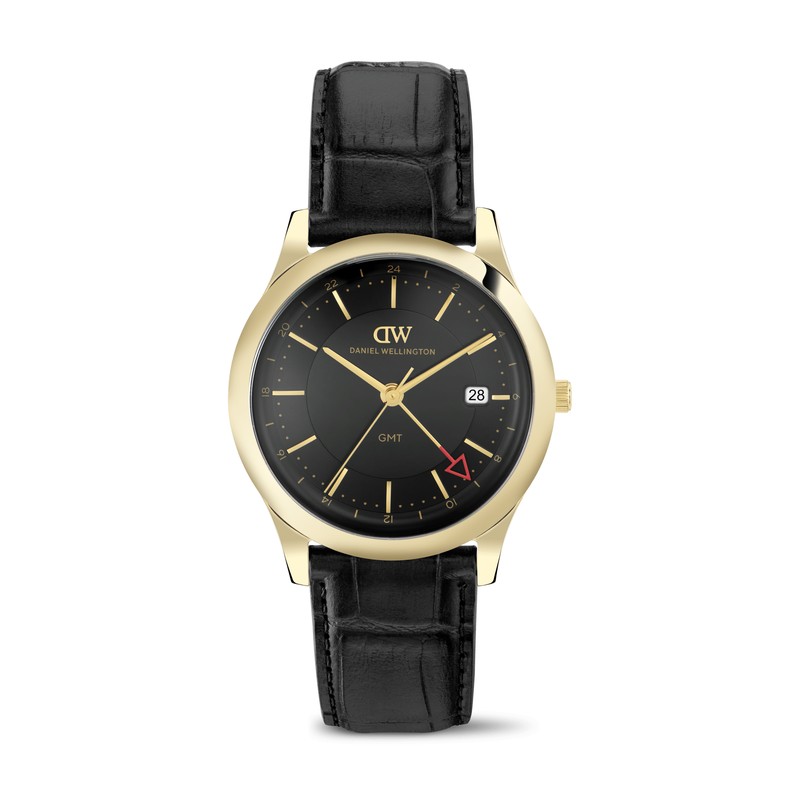 Daniel Wellington Watch - Pathfinder GMT Black-Black Croc with Gold Accents