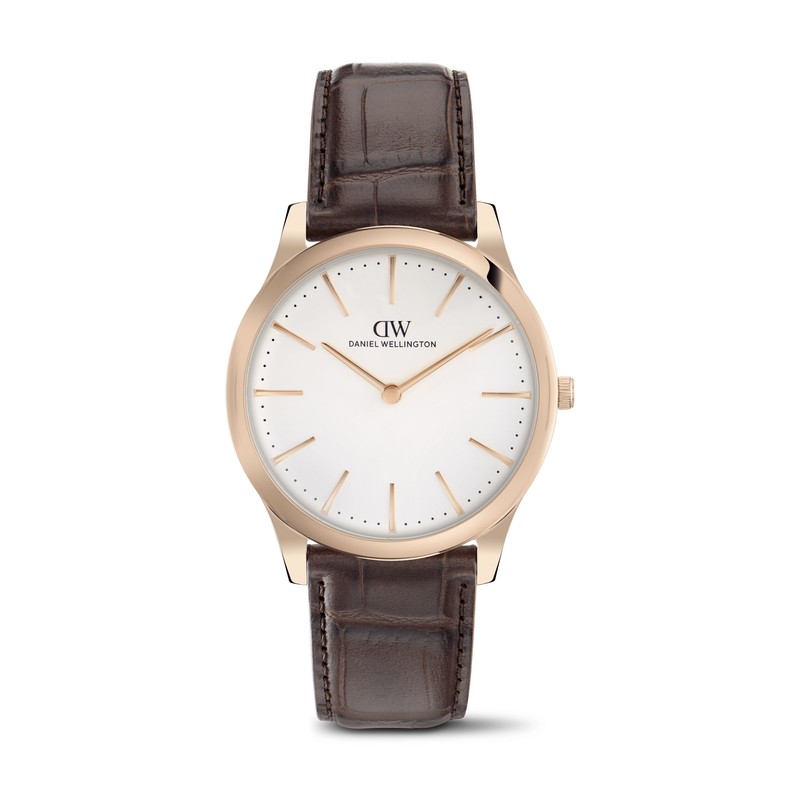 Daniel Wellington Watch - Pathfinder Brown-Croc Frost-White Rose Gold