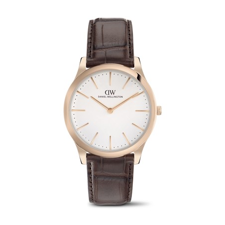 Daniel Wellington Watch - Pathfinder Brown-Croc Frost-White Rose Gold