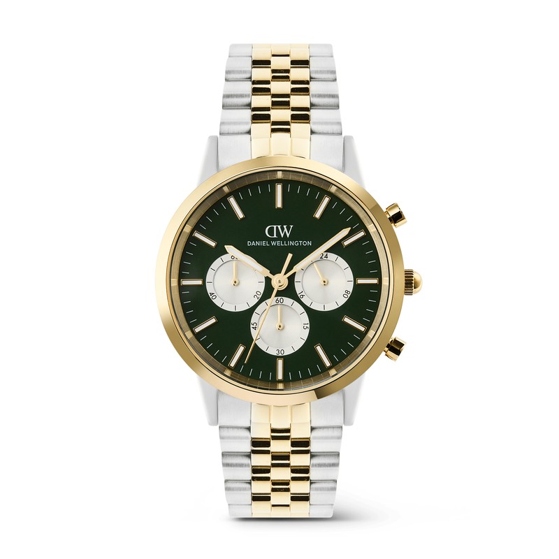 Daniel Wellington Watch - Iconic Chronograph Arch 5-Link Emerald Two-Tone Panda