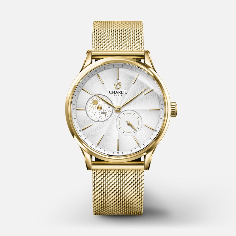 Montre Charlie Paris - INITIAL 36 Jour/Nuit Doré
