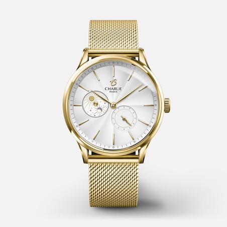 Montre Charlie Paris - INITIAL 36 Jour/Nuit Doré