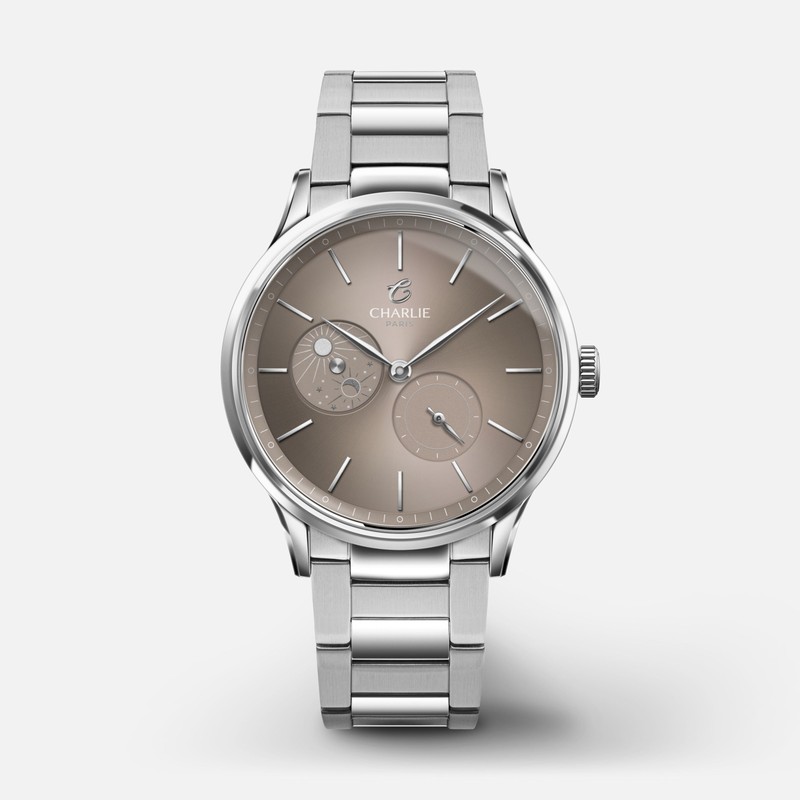 Montre Charlie Paris - INITIAL 36 Jour/Nuit Taupe