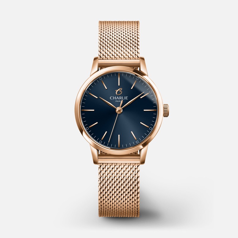 Montre Charlie Paris - SULLY Doré rose/Bleu