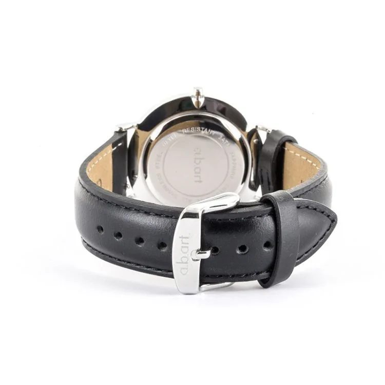 Dos  Montre a.b.art Femme Cuir Noir Cadran Blanc Dateur - FB36-131-1L