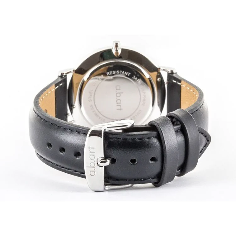 Dos Montre a.b.art Femme Cuir Noir Cadran Noir Dateur - FB36-135-1L