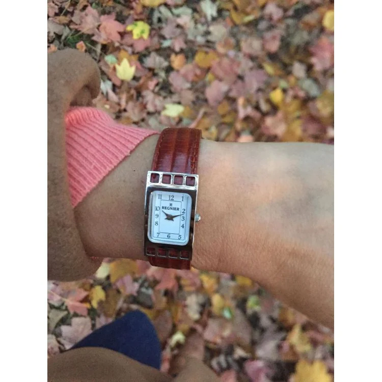 Régnier - Montre Vintage Régnier Cadrage Femme Cuir Marron - 2070242