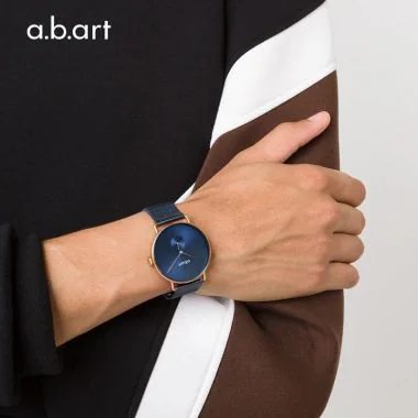 Portée Montres a.b.art Homme Maille Milanaise Bleu Cadran Bleu - FA41-012-5S