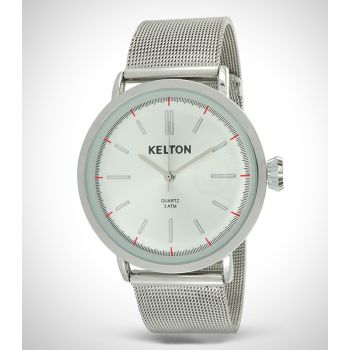 Kelton montre pour homme vintage en métal chromé avec bracelet mailles milanaises