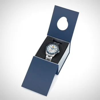 Boite coffret montre homme officiel Patrouille de France Athos 5 Premier Solo automatique bracelet acier cadran blanc