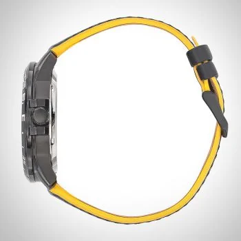 Profil montre homme officiel Patrouille de France Athos 6 Second Solo automatique cœur battant cuir sport noir jaune cadran noir