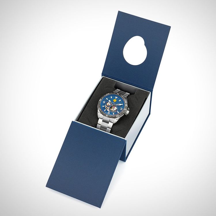 Boîte coffret montre homme officiel Patrouille de France Athos 6 Second Solo automatique cœur battant acier bleu