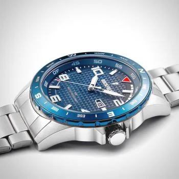 Montre Homme Ruckfield acier argent cadran bleu marine