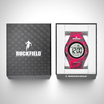 Boîte coffret Montre Homme Ruckfield Sport Boîtier Silicone Bracelet Silicone Rouge Cadran LCD