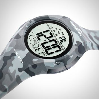 Profil Couronne Montre Homme Ruckfield Sport Boîtier Silicone Bracelet Silicone Gris Cadran LCD