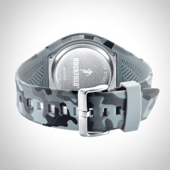 Arrière Montre Homme Ruckfield Sport Boîtier Silicone Bracelet Silicone Gris Cadran LCD Boucle Ardillon