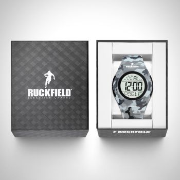 Boîte coffret Montre Homme Ruckfield Sport Boîtier Silicone Bracelet Silicone Gris Cadran LCD