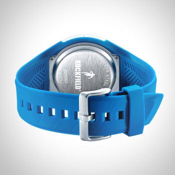 Arrière Montre Homme Ruckfield Sport Boîtier Silicone Bracelet Silicone Bleu marine Cadran LCD Boucle Ardillon