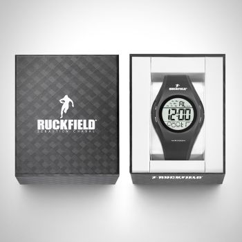 Boîte coffret Montre Homme Ruckfield Sport Boîtier Silicone Bracelet Silicone Noir Cadran LCD