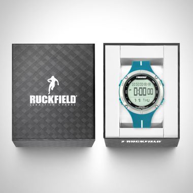 Boîte coffret Montre Homme Ruckfield Sport Boîtier Résine Bracelet Silicone Bleu Cadran LCD