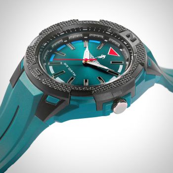 Profil Couronne Montre Homme Ruckfield Sport Boîtier Résine Bracelet Silicone Bleu marine Cadran Bleu marine