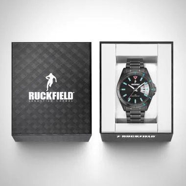 Boîte coffret Montre Homme Ruckfield Sport Boîtier Acier Bracelet Acier Noir Cadran Noir