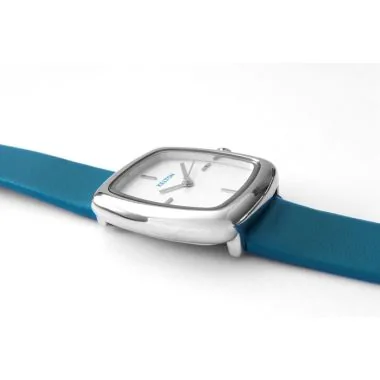 Montre kelton pour femme modèle square Bleue cuir et cadran noir